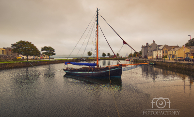 Old wooden boat at Claddagh in Galway city, Ireland 