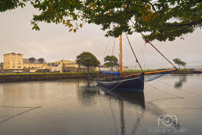 Old wooden boat at Claddagh in Galway city, Ireland 